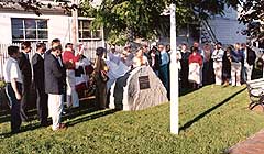 Public and Town officials dedicate Anniversary Park on Route 28.